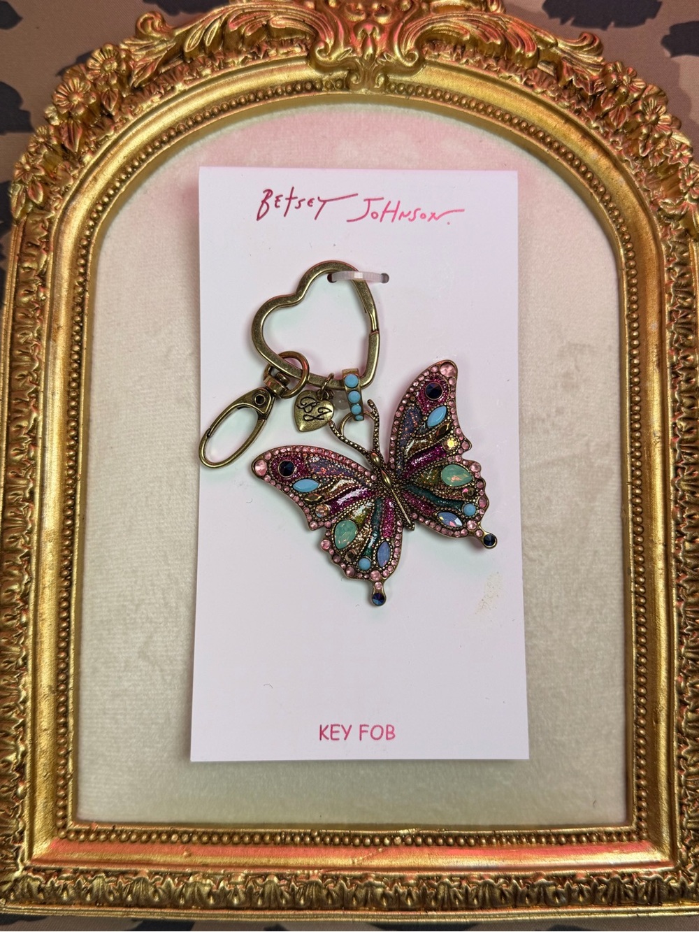 Betsey Johnson Butterfly Key Fob Rhinestone Jeweled Bag Charm